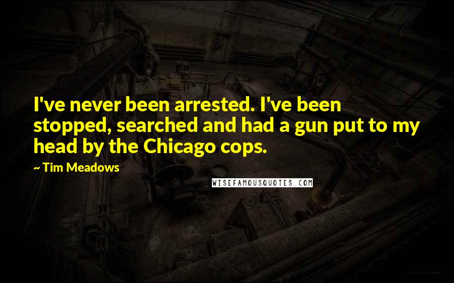 Tim Meadows Quotes: I've never been arrested. I've been stopped, searched and had a gun put to my head by the Chicago cops.