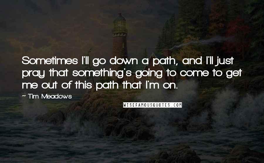 Tim Meadows Quotes: Sometimes I'll go down a path, and I'll just pray that something's going to come to get me out of this path that I'm on.