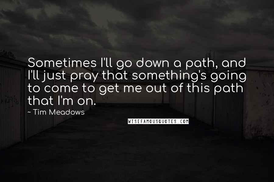 Tim Meadows Quotes: Sometimes I'll go down a path, and I'll just pray that something's going to come to get me out of this path that I'm on.