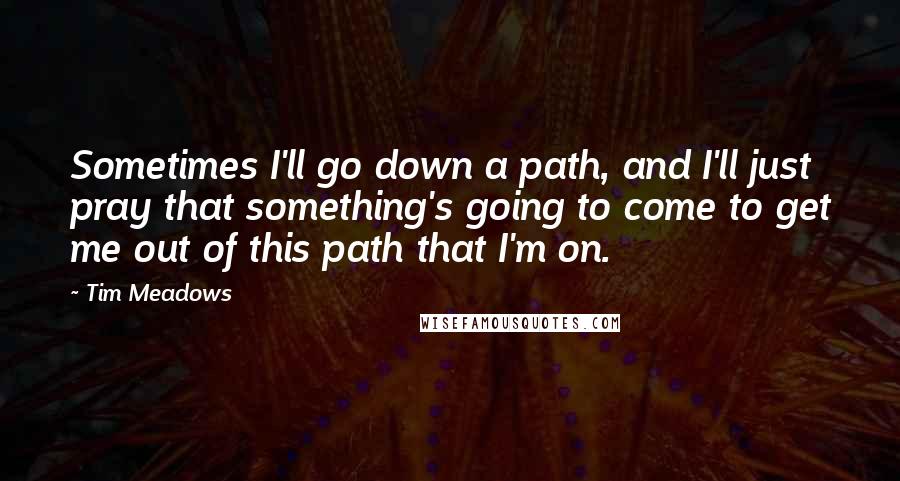 Tim Meadows Quotes: Sometimes I'll go down a path, and I'll just pray that something's going to come to get me out of this path that I'm on.