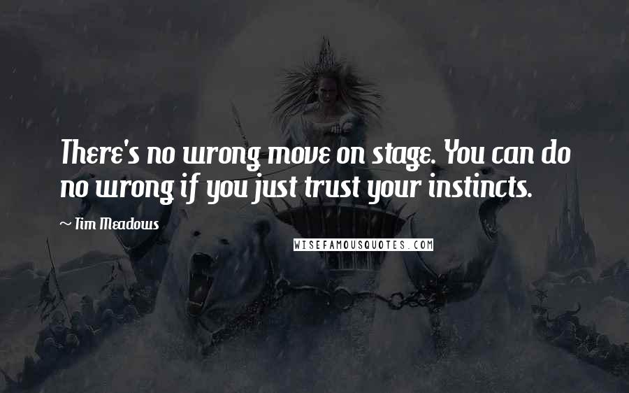 Tim Meadows Quotes: There's no wrong move on stage. You can do no wrong if you just trust your instincts.