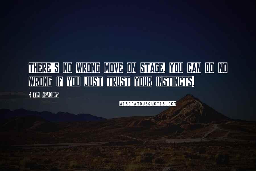 Tim Meadows Quotes: There's no wrong move on stage. You can do no wrong if you just trust your instincts.