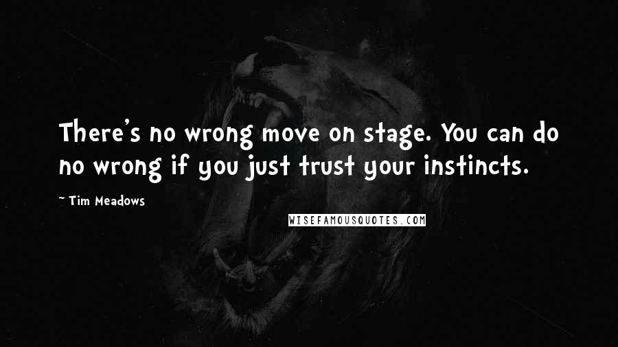 Tim Meadows Quotes: There's no wrong move on stage. You can do no wrong if you just trust your instincts.