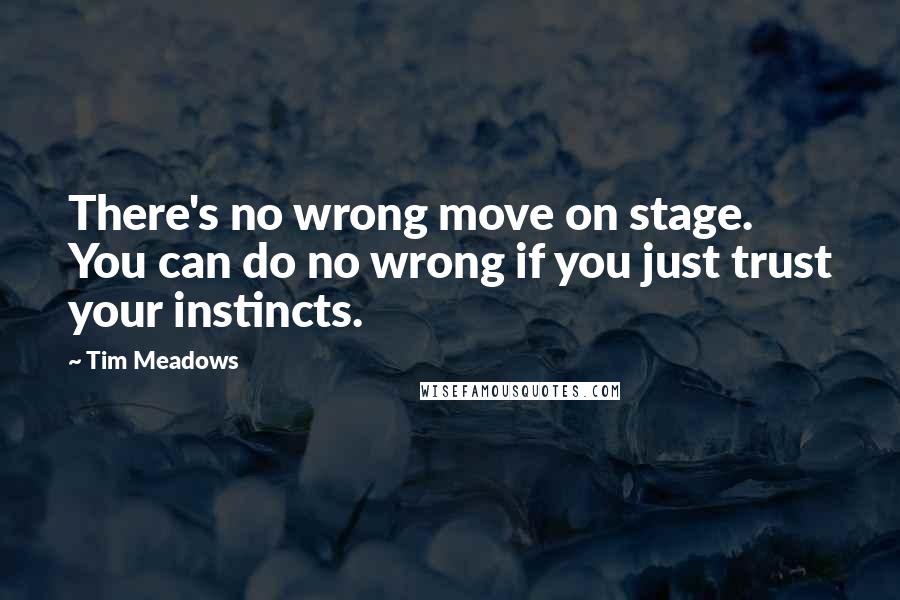 Tim Meadows Quotes: There's no wrong move on stage. You can do no wrong if you just trust your instincts.