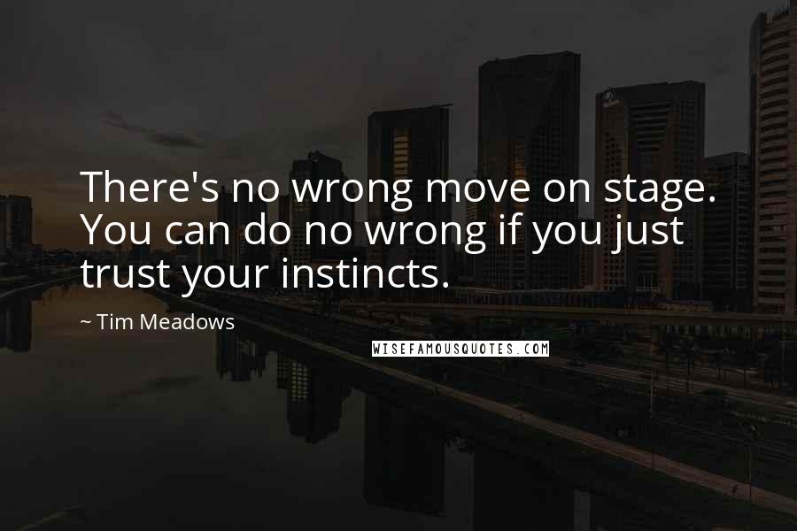 Tim Meadows Quotes: There's no wrong move on stage. You can do no wrong if you just trust your instincts.