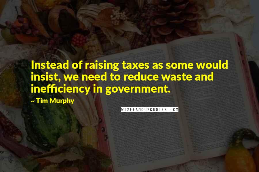 Tim Murphy Quotes: Instead of raising taxes as some would insist, we need to reduce waste and inefficiency in government.