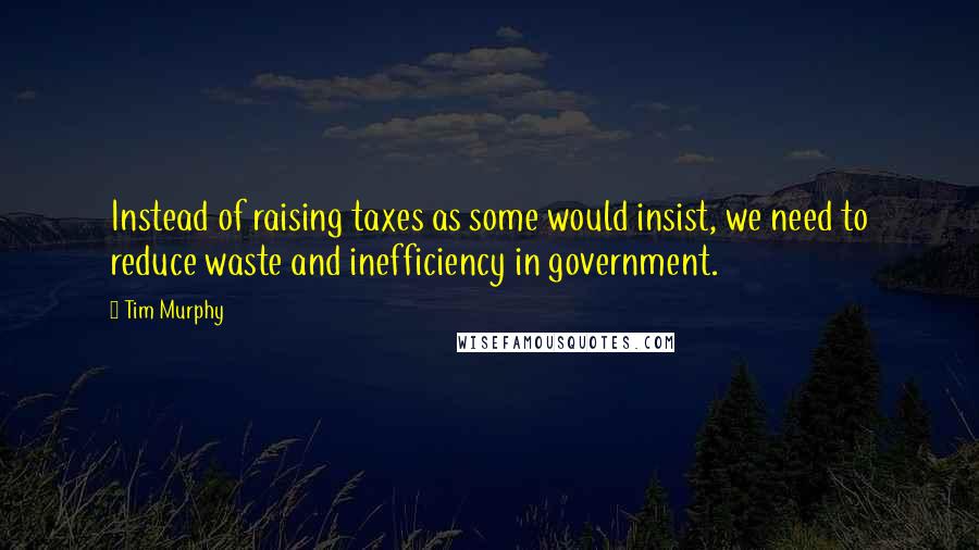 Tim Murphy Quotes: Instead of raising taxes as some would insist, we need to reduce waste and inefficiency in government.