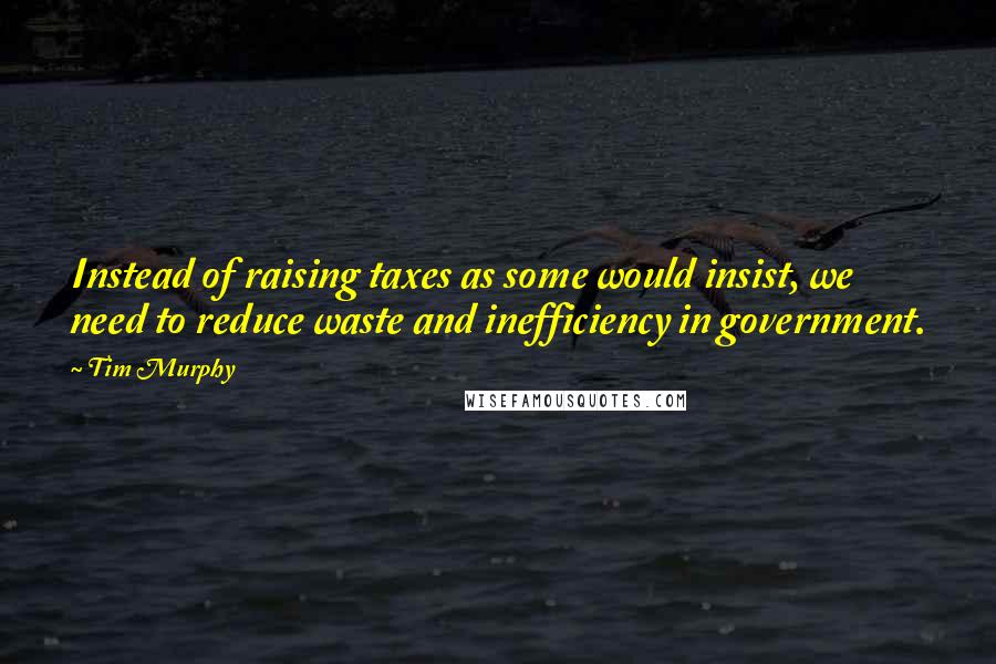 Tim Murphy Quotes: Instead of raising taxes as some would insist, we need to reduce waste and inefficiency in government.