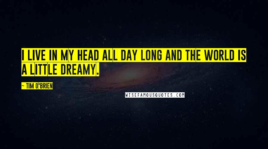 Tim O'Brien Quotes: I live in my head all day long and the world is a little dreamy.