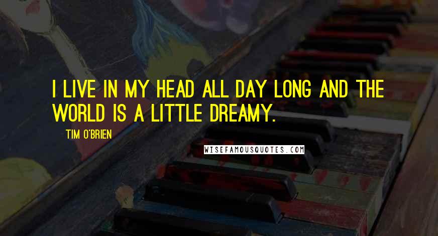 Tim O'Brien Quotes: I live in my head all day long and the world is a little dreamy.