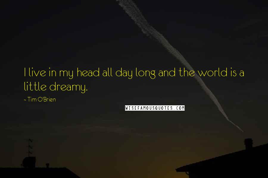 Tim O'Brien Quotes: I live in my head all day long and the world is a little dreamy.