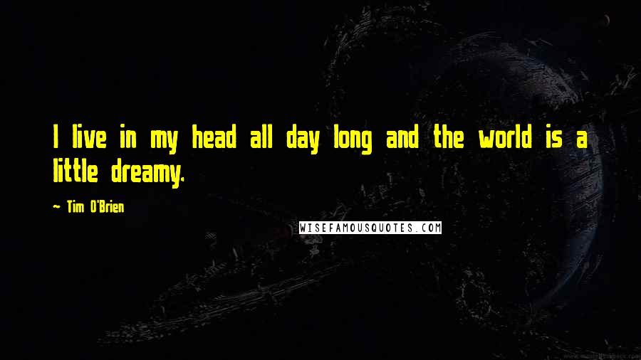 Tim O'Brien Quotes: I live in my head all day long and the world is a little dreamy.