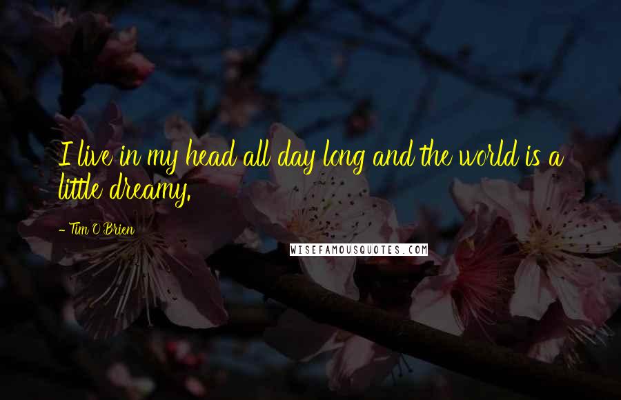 Tim O'Brien Quotes: I live in my head all day long and the world is a little dreamy.