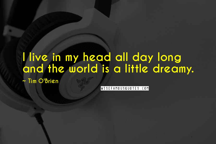 Tim O'Brien Quotes: I live in my head all day long and the world is a little dreamy.