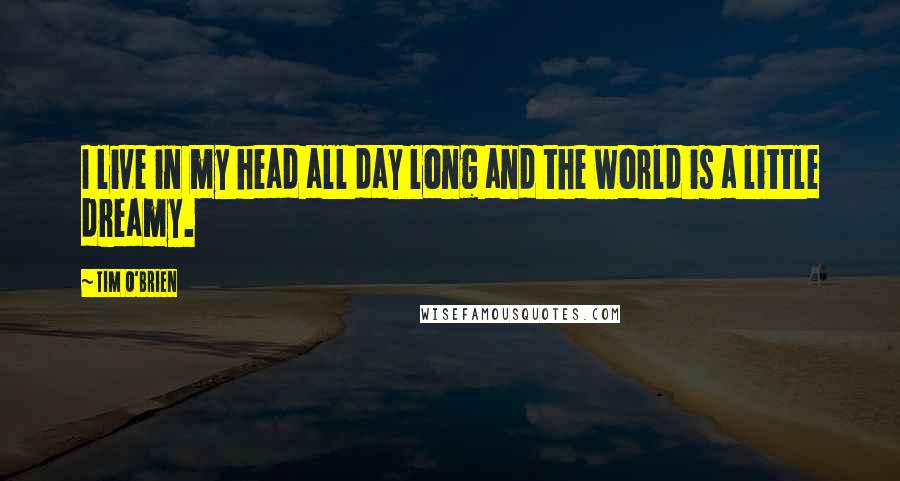 Tim O'Brien Quotes: I live in my head all day long and the world is a little dreamy.