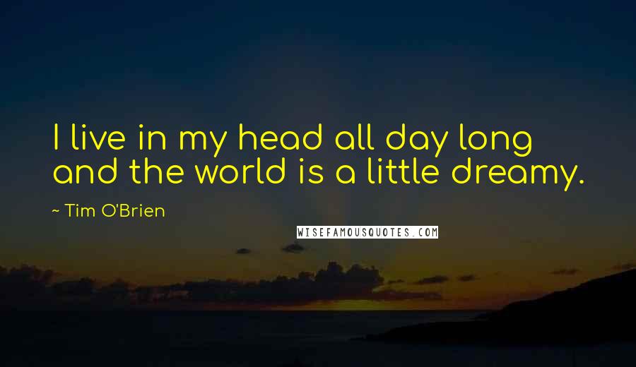 Tim O'Brien Quotes: I live in my head all day long and the world is a little dreamy.