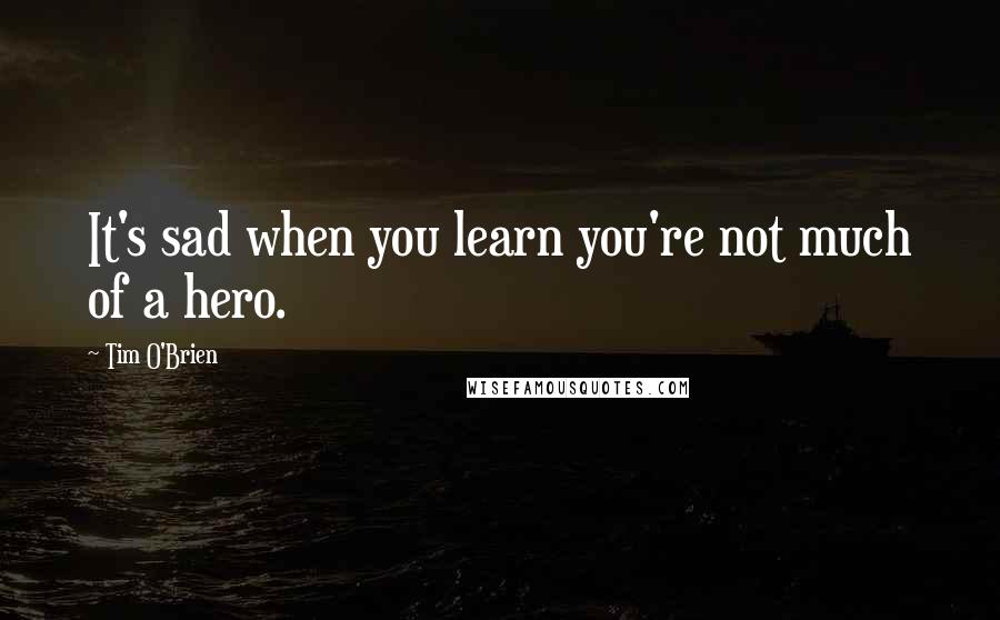 Tim O'Brien Quotes: It's sad when you learn you're not much of a hero.