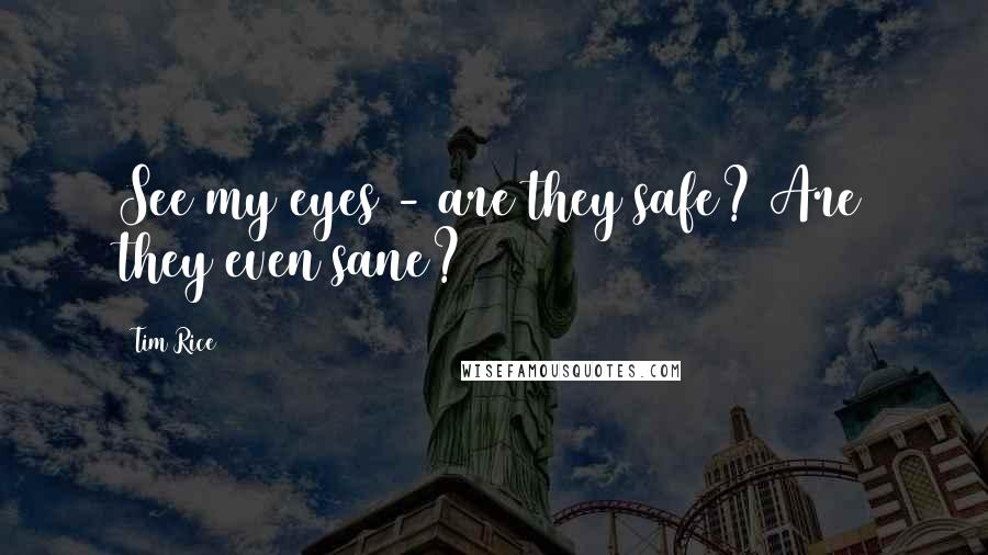 Tim Rice Quotes: See my eyes - are they safe? Are they even sane?