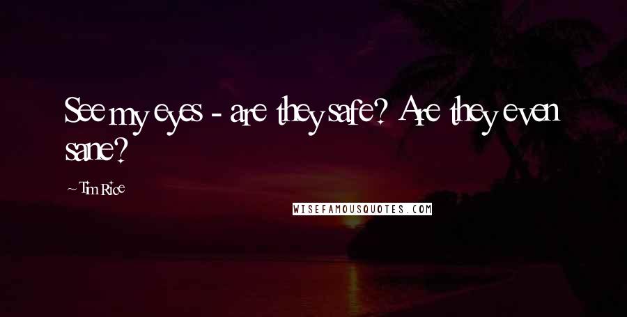 Tim Rice Quotes: See my eyes - are they safe? Are they even sane?