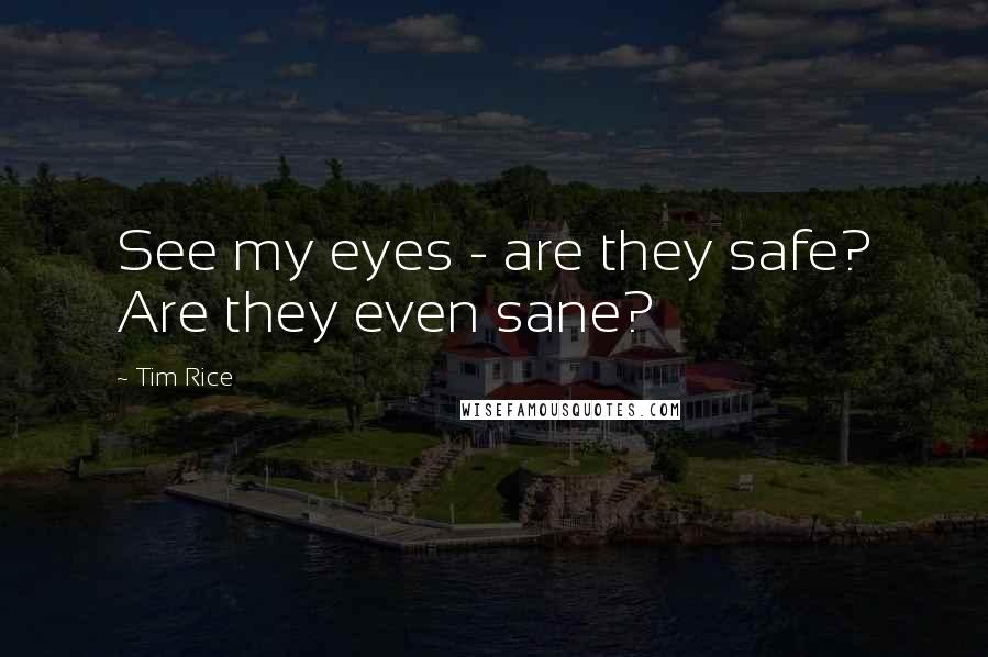 Tim Rice Quotes: See my eyes - are they safe? Are they even sane?