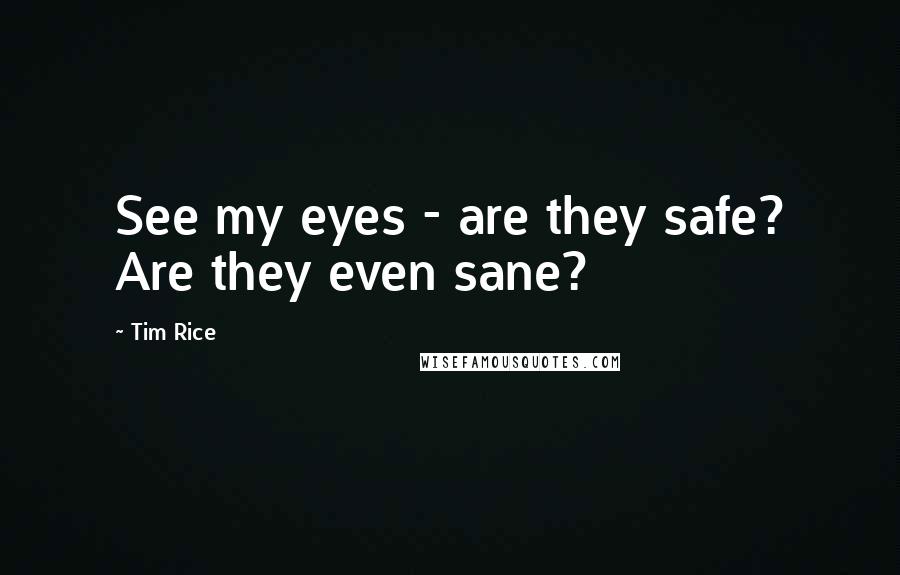 Tim Rice Quotes: See my eyes - are they safe? Are they even sane?