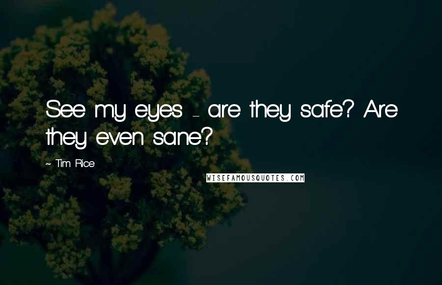 Tim Rice Quotes: See my eyes - are they safe? Are they even sane?