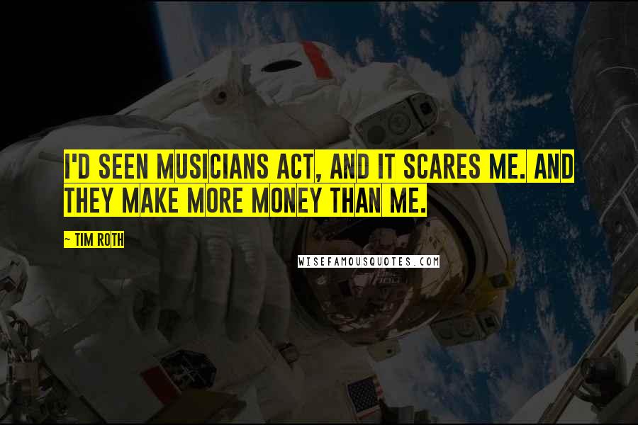 Tim Roth Quotes: I'd seen musicians act, and it scares me. And they make more money than me.