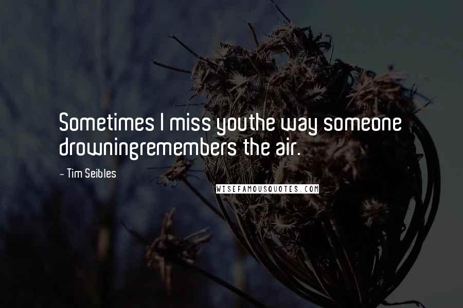 Tim Seibles Quotes: Sometimes I miss youthe way someone drowningremembers the air.