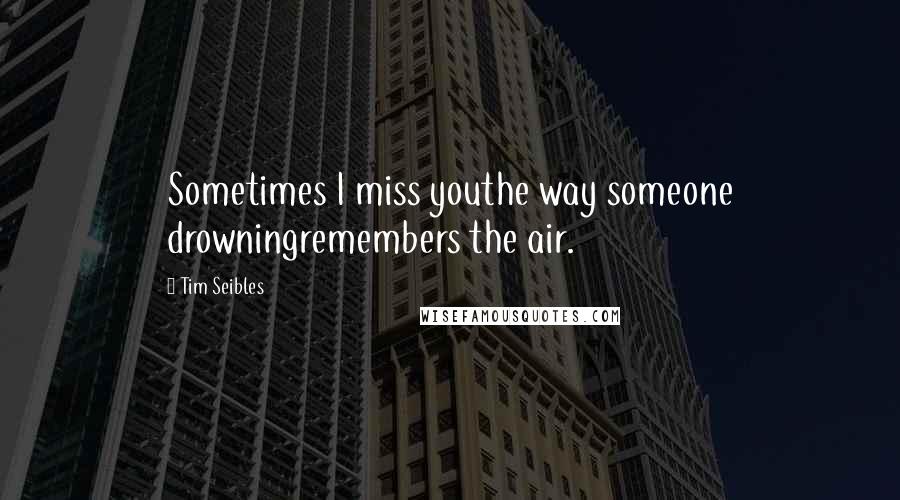 Tim Seibles Quotes: Sometimes I miss youthe way someone drowningremembers the air.