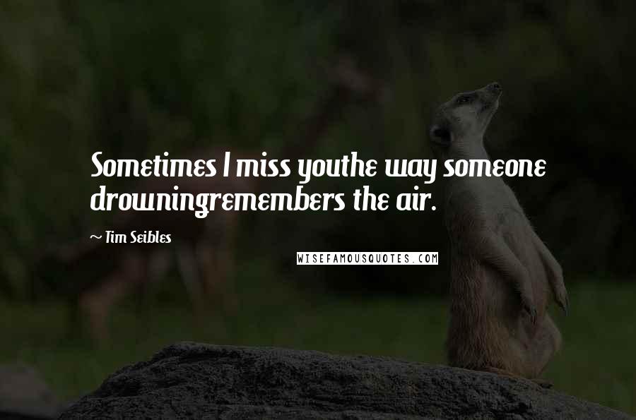 Tim Seibles Quotes: Sometimes I miss youthe way someone drowningremembers the air.