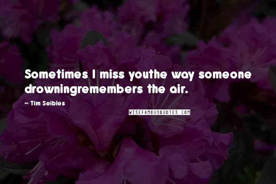 Tim Seibles Quotes: Sometimes I miss youthe way someone drowningremembers the air.