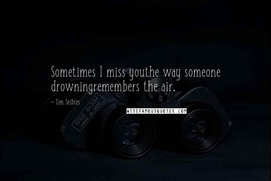 Tim Seibles Quotes: Sometimes I miss youthe way someone drowningremembers the air.