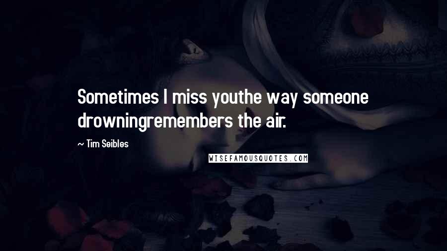 Tim Seibles Quotes: Sometimes I miss youthe way someone drowningremembers the air.