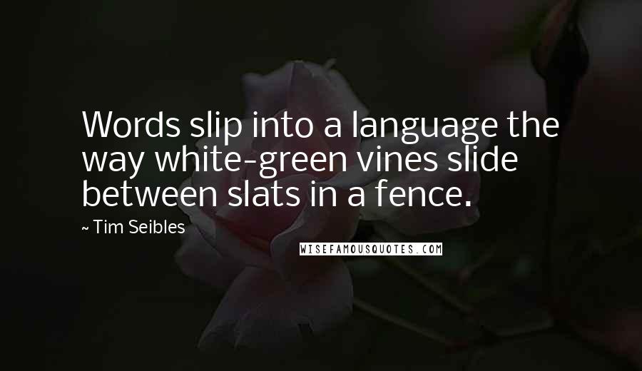 Tim Seibles Quotes: Words slip into a language the way white-green vines slide between slats in a fence.