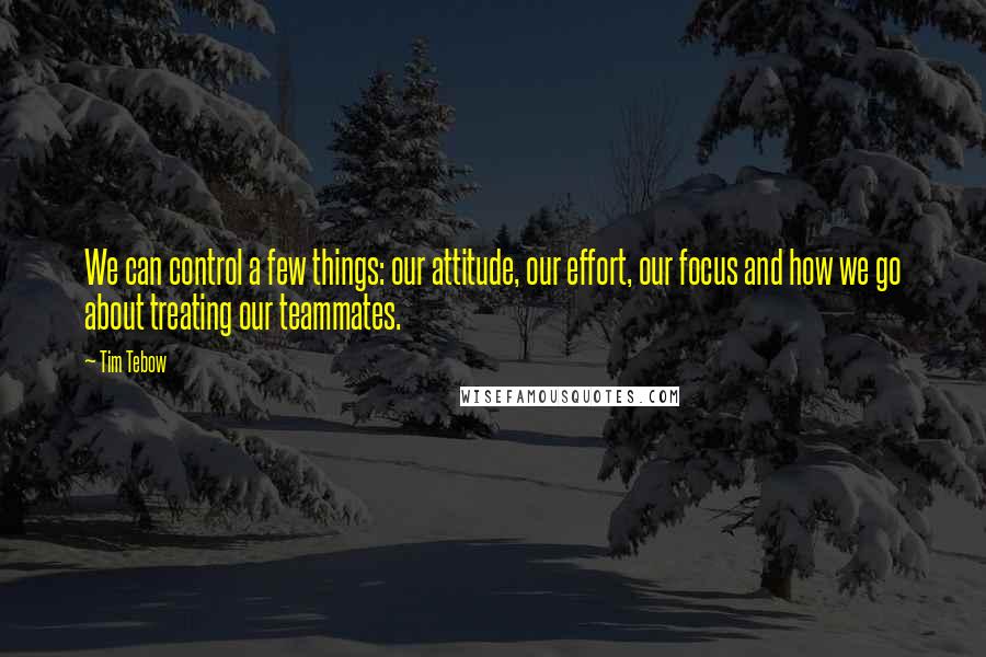 Tim Tebow Quotes: We can control a few things: our attitude, our effort, our focus and how we go about treating our teammates.