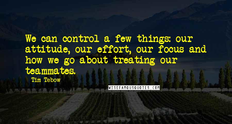 Tim Tebow Quotes: We can control a few things: our attitude, our effort, our focus and how we go about treating our teammates.