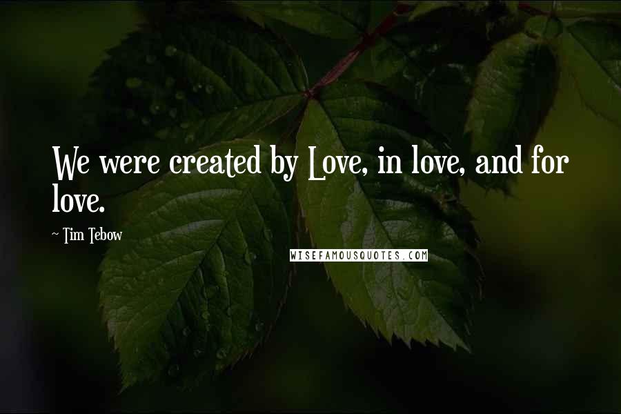 Tim Tebow Quotes: We were created by Love, in love, and for love.