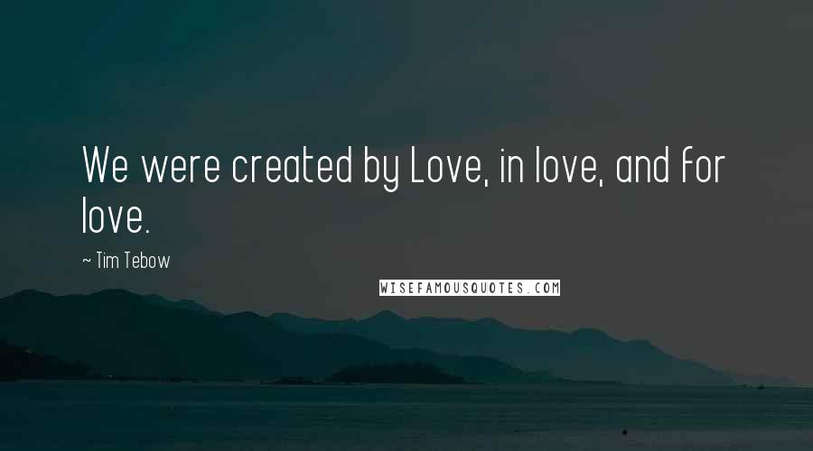 Tim Tebow Quotes: We were created by Love, in love, and for love.