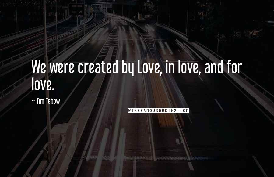 Tim Tebow Quotes: We were created by Love, in love, and for love.