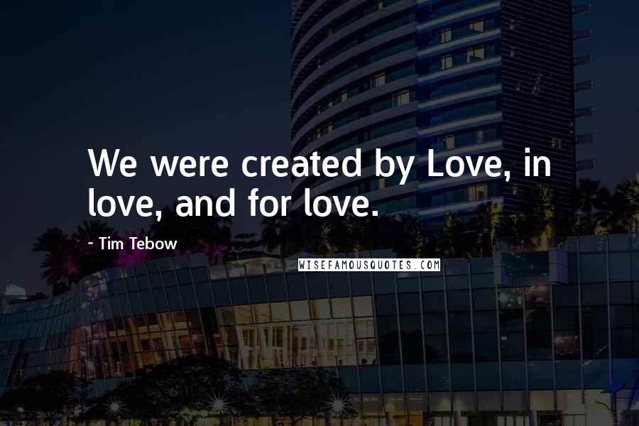 Tim Tebow Quotes: We were created by Love, in love, and for love.