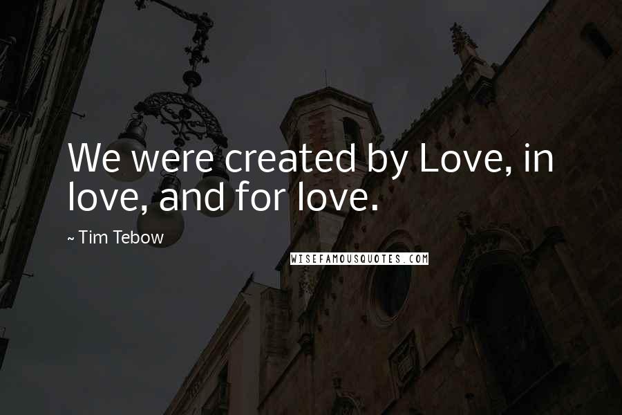 Tim Tebow Quotes: We were created by Love, in love, and for love.
