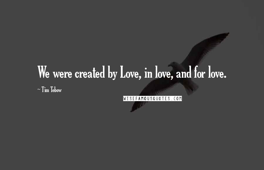 Tim Tebow Quotes: We were created by Love, in love, and for love.