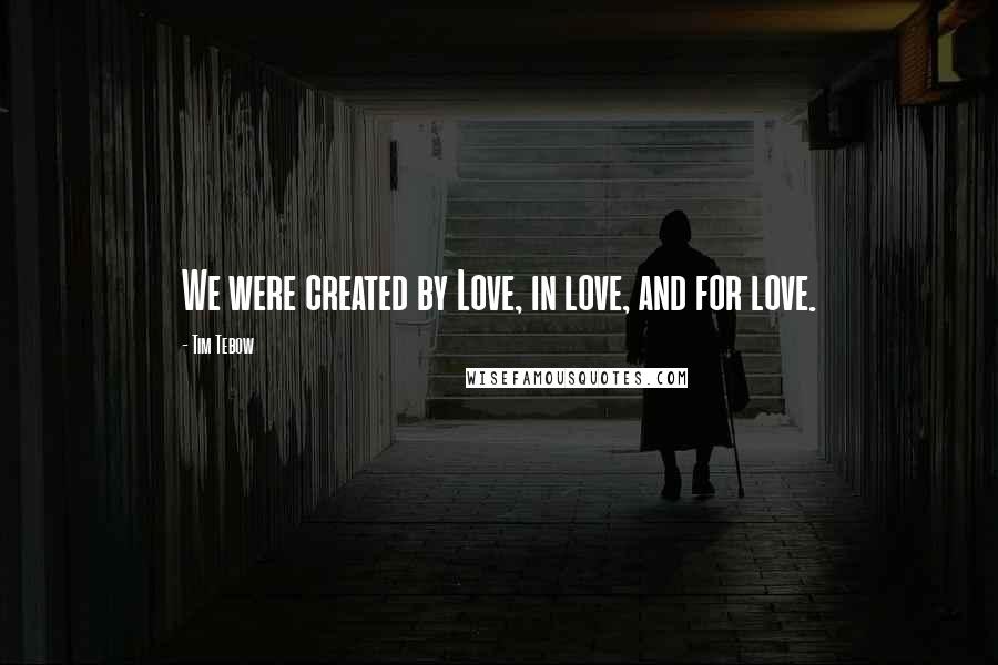 Tim Tebow Quotes: We were created by Love, in love, and for love.