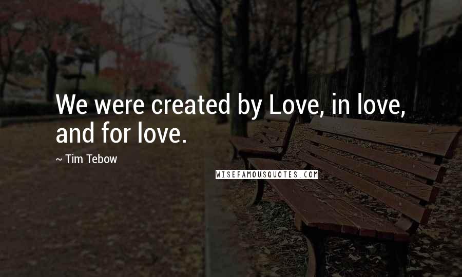 Tim Tebow Quotes: We were created by Love, in love, and for love.