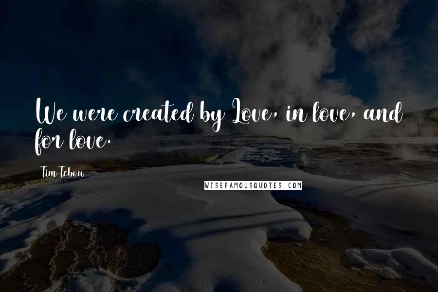 Tim Tebow Quotes: We were created by Love, in love, and for love.