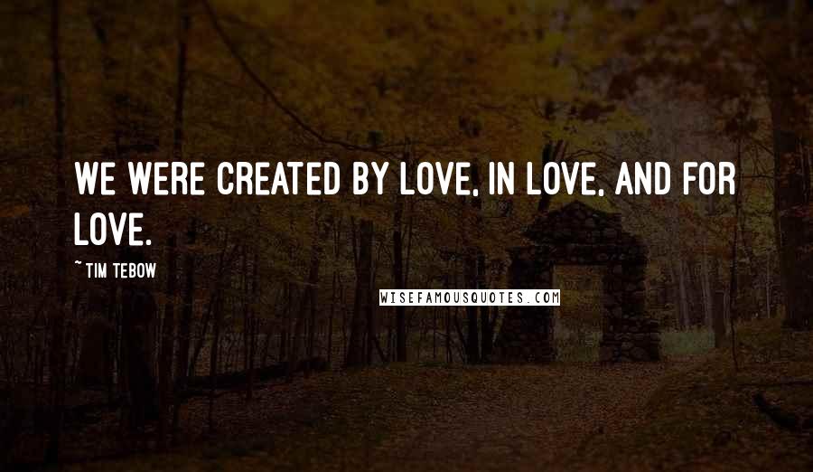 Tim Tebow Quotes: We were created by Love, in love, and for love.