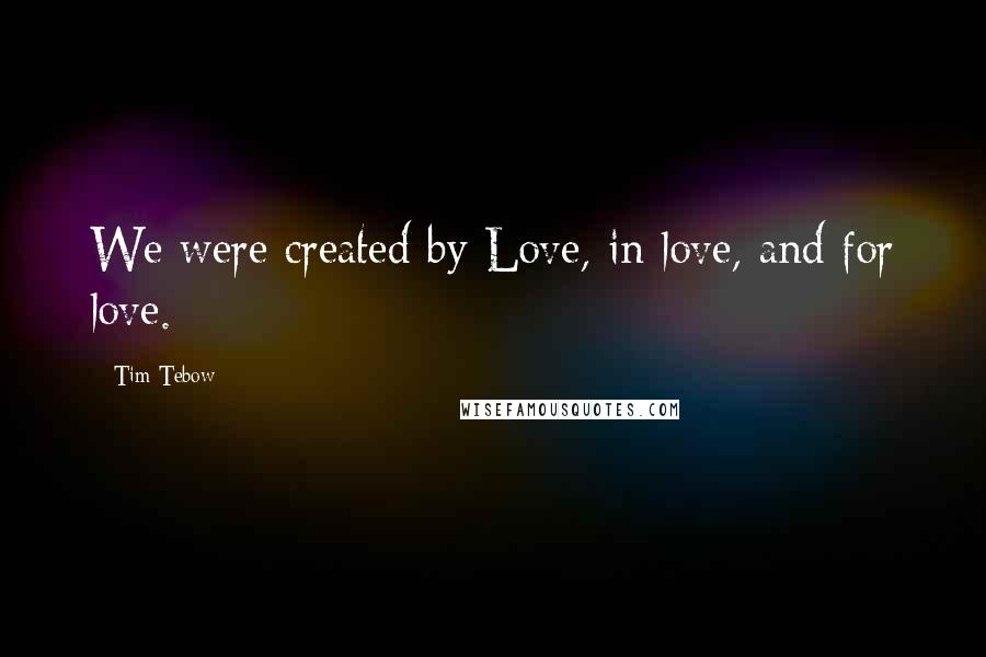 Tim Tebow Quotes: We were created by Love, in love, and for love.