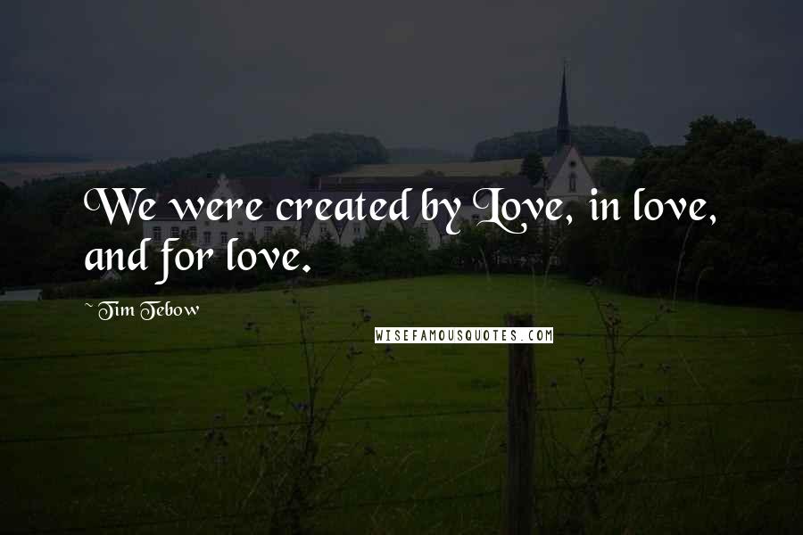 Tim Tebow Quotes: We were created by Love, in love, and for love.