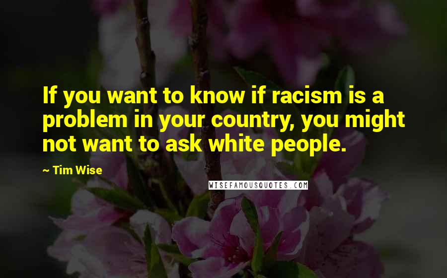 Tim Wise Quotes: If you want to know if racism is a problem in your country, you might not want to ask white people.