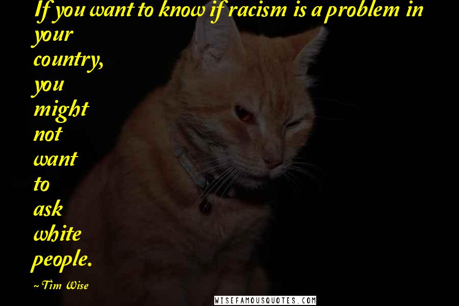 Tim Wise Quotes: If you want to know if racism is a problem in your country, you might not want to ask white people.